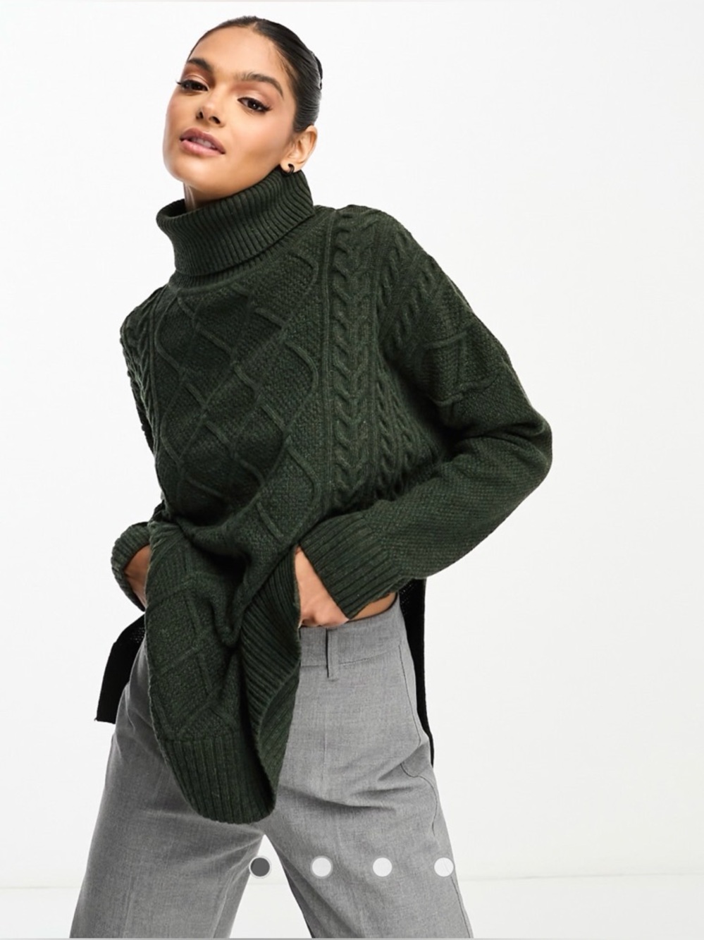 Barbour Burne turtle neck cape jumper in dark green